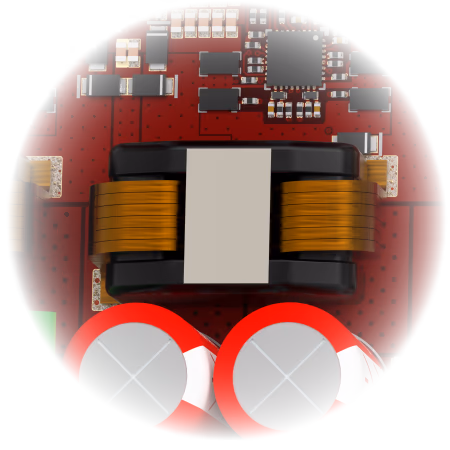 sezione coil del boost della scheda elettronica Linda